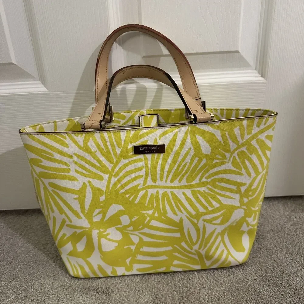 Kate Spade NewYork Yellow Grant Street Jules Grainy Vinyl Leather Tote - Picture 1 of 11